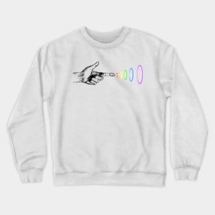 Hand shooting rainbow beams Crewneck Sweatshirt